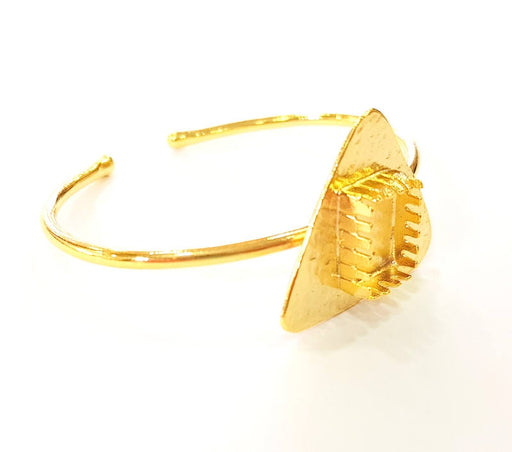 Bracelet Blanks Bangle Blanks Cuff Blanks Adjustable Bracelet Blank Gold Plated Brass (14x10mm rectangle Blanks ) G7626