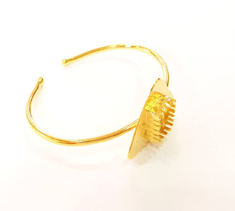 Bracelet Blanks Bangle Blanks Cuff Blanks Adjustable Bracelet Blank Gold Plated Brass (14x10mm rectangle Blanks ) G7626