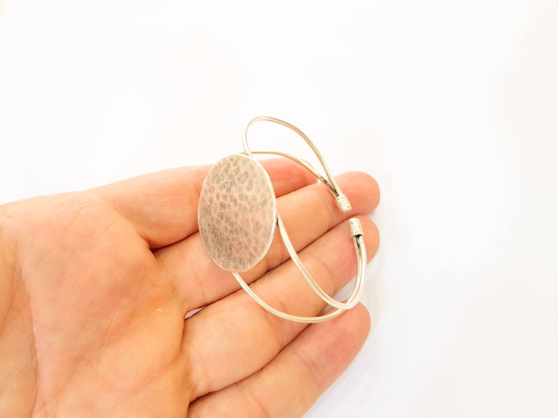 Bracelet Blanks Bangle Blanks Cuff Blanks Adjustable Bracelet Blank Antique Silver Plated Brass ( 30mm Blanks ) G7628