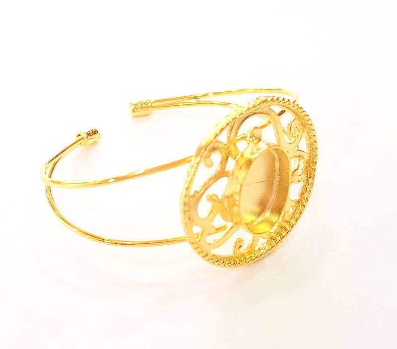 Bracelet Blanks Bangle Blanks Cuff Blanks Adjustable Bracelet Blank Gold Plated Brass (18x13mm Blanks ) G7631