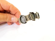 Bracelet Blanks Bangle Blanks Cuff Blanks Adjustable Hammered Bracelet Blank Antique Silver Plated Brass ( 18x13mm Blanks ) G7633