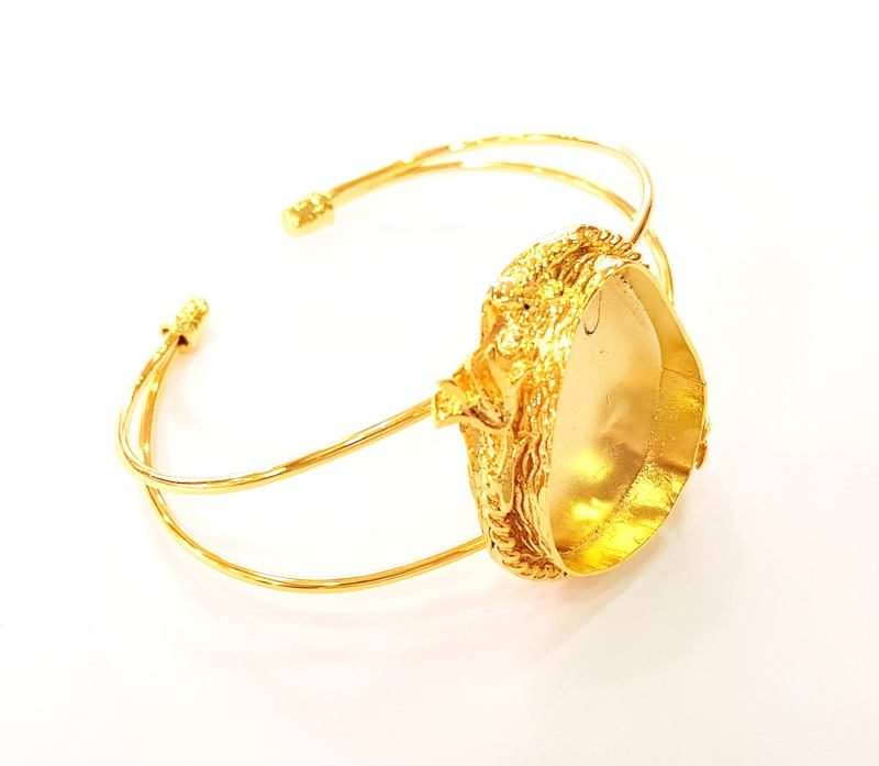 Bracelet Blanks Bangle Blanks Cuff Blanks Adjustable Bracelet Blank Gold Plated Brass (25x18mm Blanks ) G7639