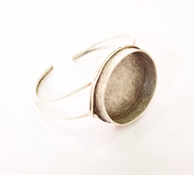 Bracelet Blanks Bangle Blanks Cuff Blanks Adjustable Bracelet Blank Antique Silver Plated Brass ( 35mm Blanks ) G8197