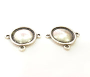 4 Silver Pendant Connector Antique Silver Plated Pendant (19mm) G6968