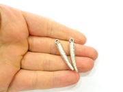 4 Silver Pendant Antique Silver Plated Pendants (39x6mm)  G6971