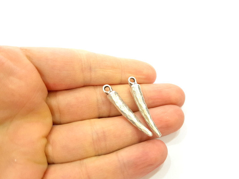 4 Silver Pendant Antique Silver Plated Pendants (39x6mm)  G6971