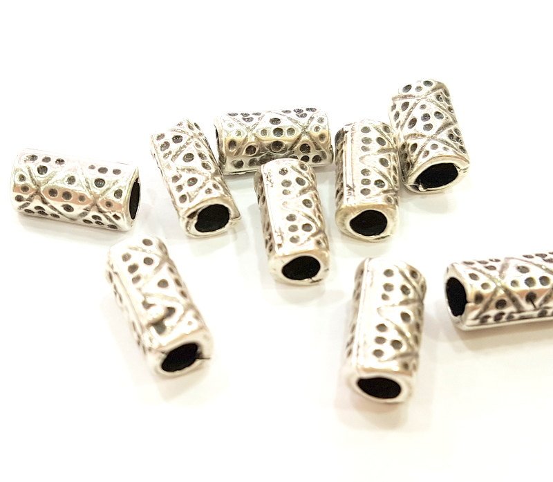 10 Silver Tube Beads Antique Silver Plated Beads 12x6mm  G6972