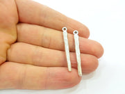 50 Silver Charm Pendant Antique Silver Plated Pendants (39x4mm)  G6976