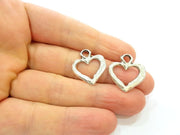 4 Silver Charms Antique Silver Plated Heart Charms (24x21mm)  G16450