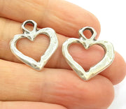 4 Silver Charms Antique Silver Plated Heart Charms (24x21mm)  G16450