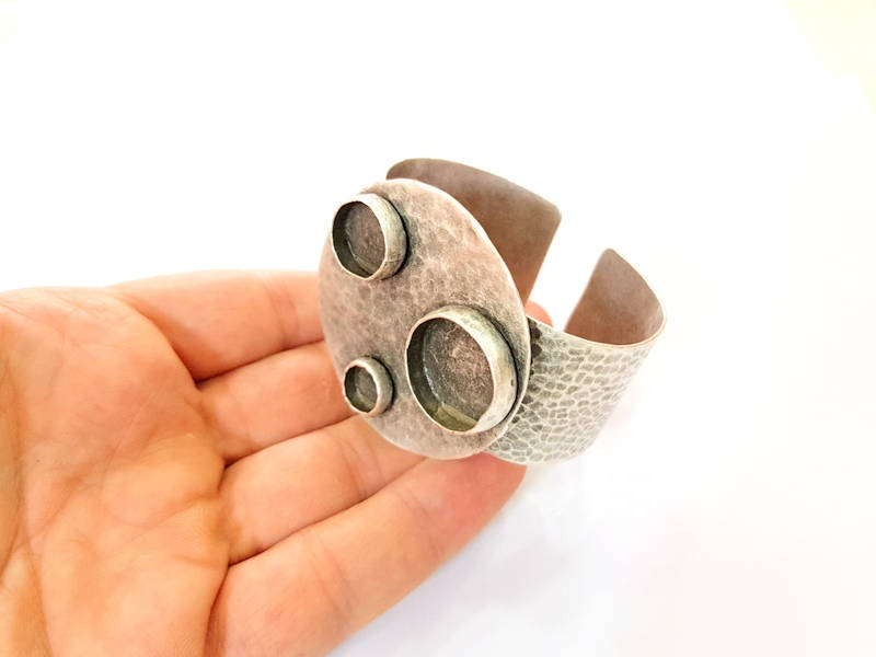 Bracelet Blanks Bangle Blanks Cuff Blanks Adjustable Hammered Bracelet Blank Antique Silver Plated Brass ( 20mm-14mm-10mm Blanks )  G12926