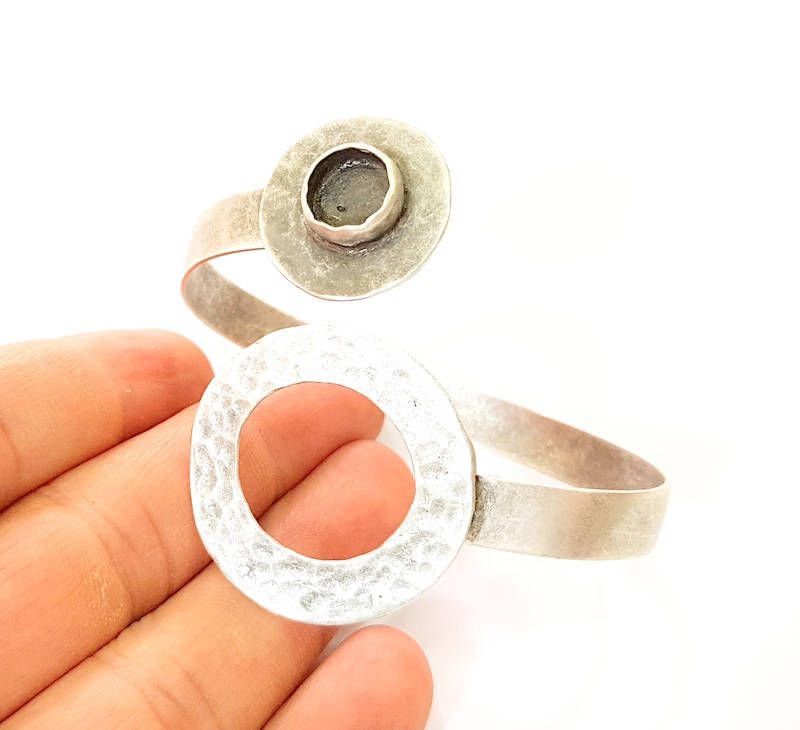Bracelet Blanks Bangle Blanks Cuff Blanks Adjustable Bracelet Blank Antique Silver Plated Brass ( 10mm Blanks ) G7648