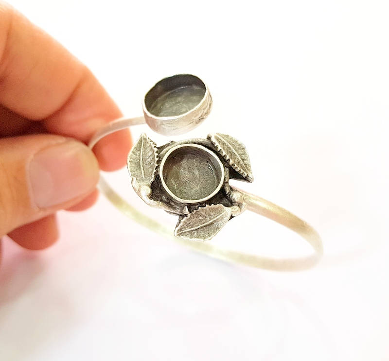 Bracelet Blanks Bangle Blanks Cuff Blanks Adjustable Bracelet Blank Antique Silver Plated Brass ( 14mm-10mm Blanks ) G7653