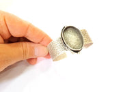 Bracelet Blanks Bangle Blanks Cuff Blanks Adjustable Hammered Bracelet Blank Antique Silver Plated Brass ( 30x22mm Blanks ) G8343