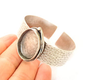 Bracelet Blanks Bangle Blanks Cuff Blanks Adjustable Hammered Bracelet Blank Antique Silver Plated Brass ( 30x22mm Blanks ) G8343