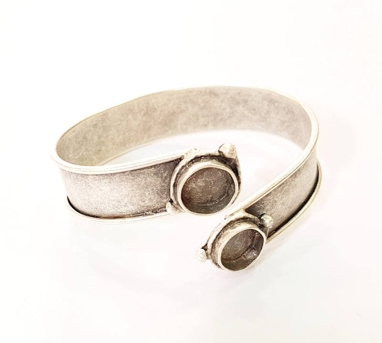 Bracelet Blanks Bangle Blanks Cuff Blanks Adjustable Bracelet Blank Antique Silver Plated Brass ( 10mm Blanks ) G7658