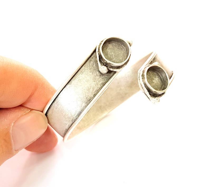 Bracelet Blanks Bangle Blanks Cuff Blanks Adjustable Bracelet Blank Antique Silver Plated Brass ( 10mm Blanks ) G7658