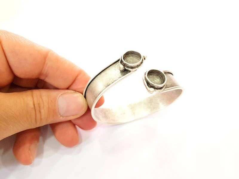 Bracelet Blanks Bangle Blanks Cuff Blanks Adjustable Bracelet Blank Antique Silver Plated Brass ( 10mm Blanks ) G7658