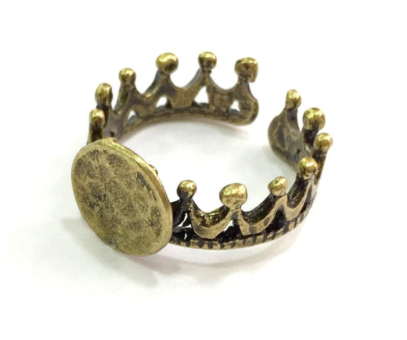 Adjustable Ring Blank, (10mm blank ) Antique Bronze Plated Brass G5585