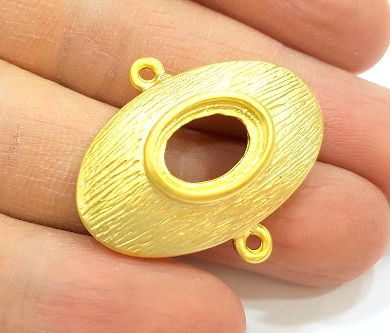 2 Gold Pendant Blank Gold Plated Pendant (34x30mm)  G7022