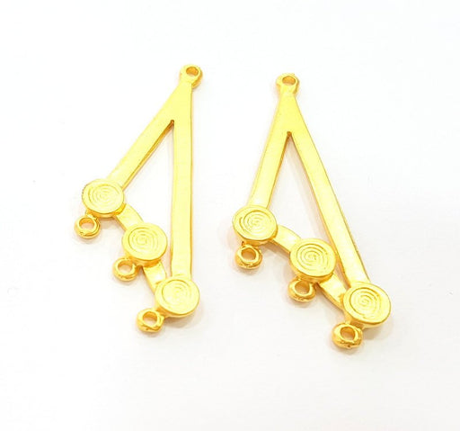 2 Gold Pendant Gold Plated Connector Pendant (46x18mm)  G7036