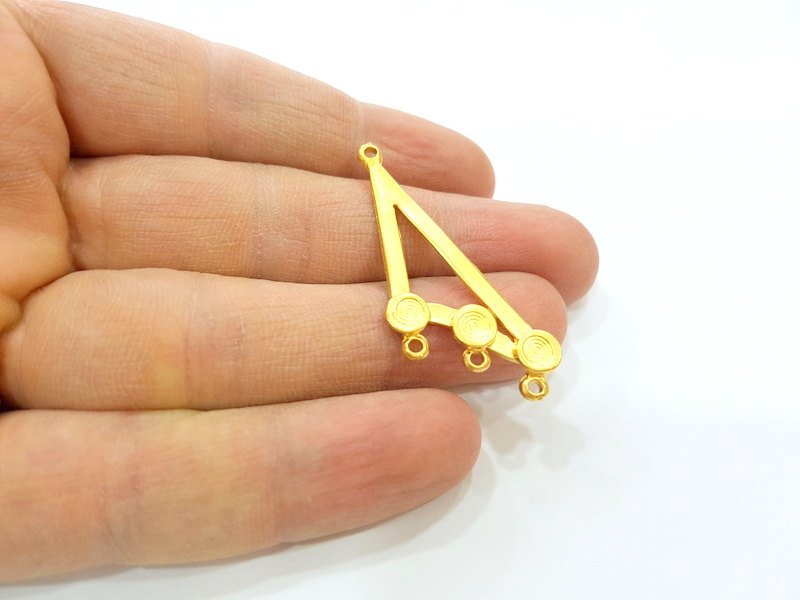 2 Gold Pendant Gold Plated Connector Pendant (46x18mm)  G7036