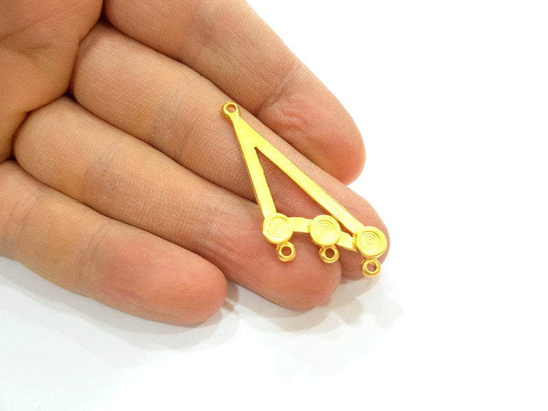 2 Gold Pendant Gold Plated Connector Pendant (46x18mm)  G7036