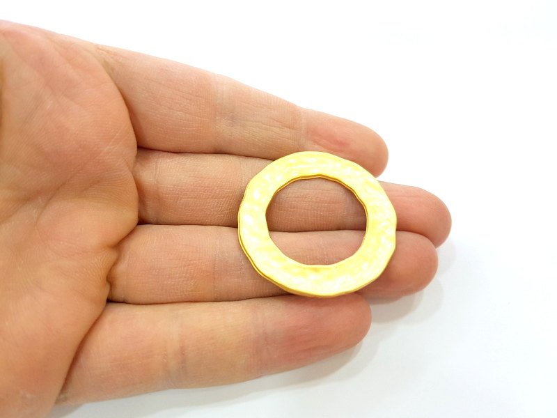 Gold Circle Pendant Gold Plated Round Connector (39mm)  G11586