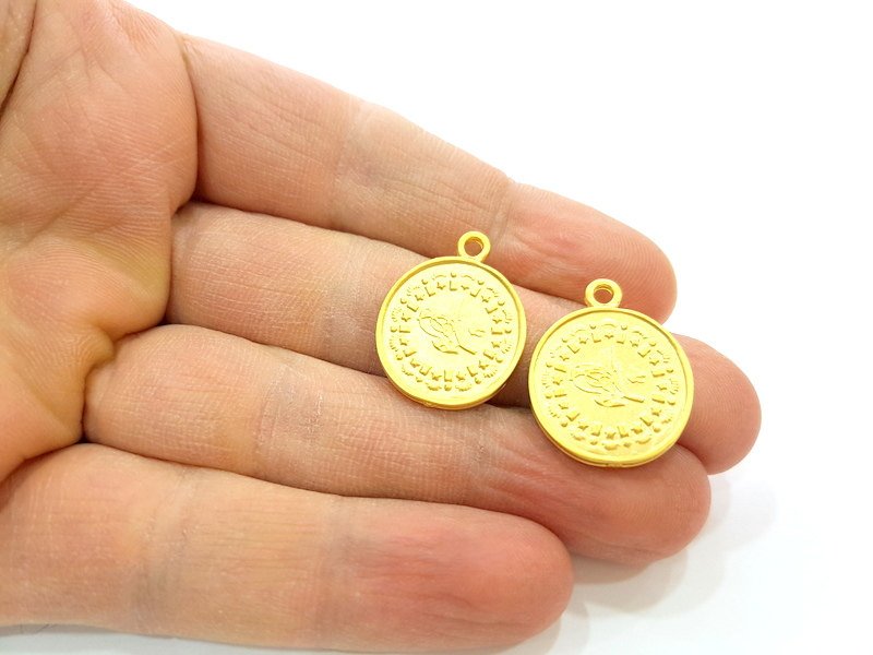 2 Gold Charms Gold Plated Ottoman Signature Charms  2 Pcs (20mm)  G7043