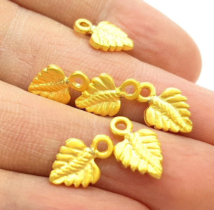 10 Gold Charms Leaf Charms Gold Plated Charms (13x9mm) G7045