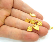 10 Gold Charms Leaf Charms Gold Plated Charms (13x9mm) G7045
