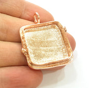 Rose Gold Pendant Blank Base Setting Necklace Blank Mountings Rose Gold Plated Brass (25 mm Square Blank ) G7049