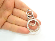 2 Silver Pendant Antique Silver Circle Pendants Antique Silver Plated Pendants (59x30mm)  G7059