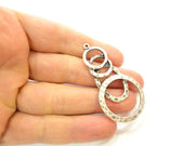 2 Silver Pendant Antique Silver Circle Pendants Antique Silver Plated Pendants (59x30mm)  G7059