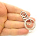 2 Silver Pendant Antique Silver Circle Pendants Antique Silver Plated Pendants (59x30mm)  G7059