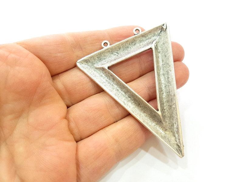 Triangle Pendants Antique Silver Plated Pendants (74x57mm)  G7060