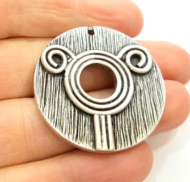 Silver Pendant Antique Silver Plated Pendants (40mm)  G7061