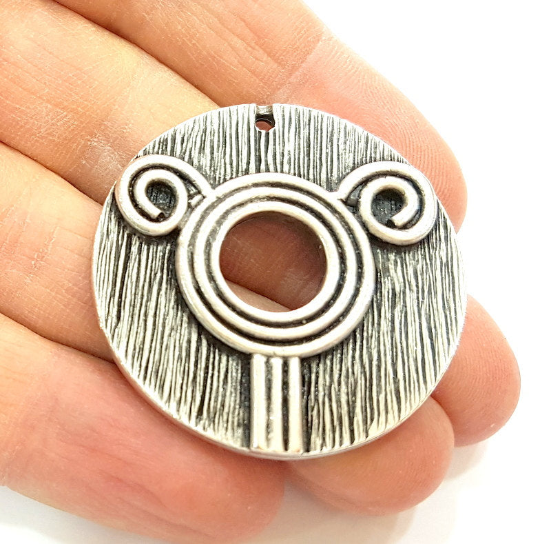 Silver Pendant Antique Silver Plated Pendants (40mm)  G7061