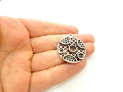 2 Silver Charms Antique Silver Plated Pendants (32mm)  G7065