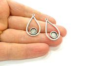 6 Silver Pendant Bezel Blank Earring Component Antique Silver Plated Blanks (7mm Blank) G7066