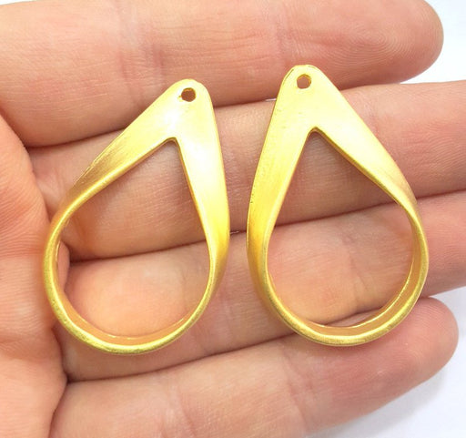 2 Gold Plated Drop Pendants  (40x25mm)  G7068