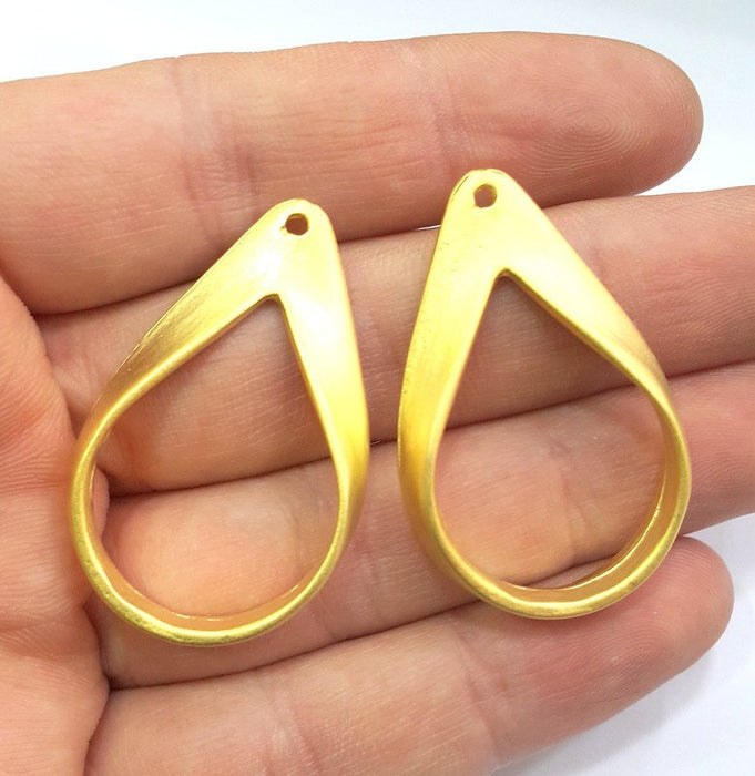 2 Gold Plated Drop Pendants  (40x25mm)  G7068