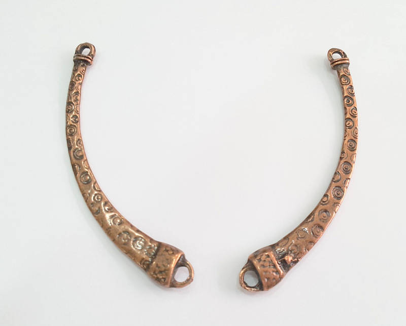 2 Antique Copper Necklace Bar Connector Pendant  (89x10mm) G7662