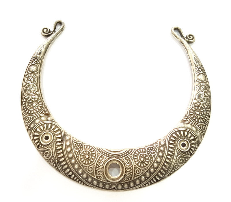 Silver Pendant Extra Large Antique Silver Plated Pendant Collar Pendant Tribal Pendant Ethnic Pendant (160x30mm)  G7075