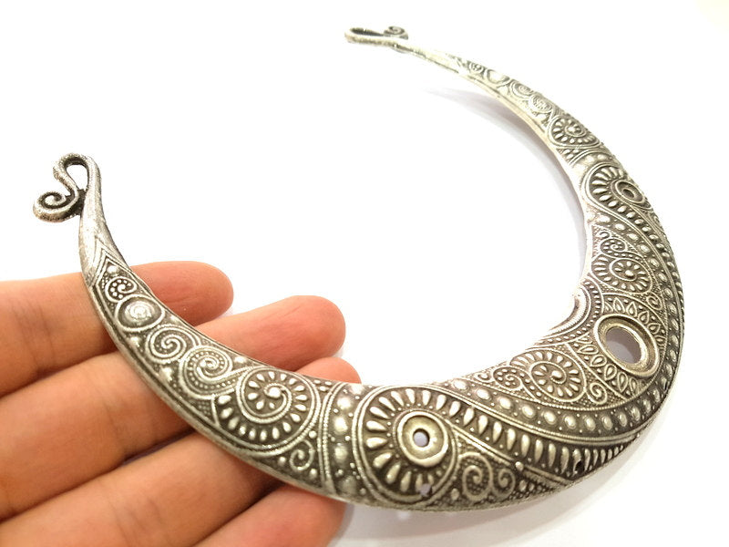 Silver Pendant Extra Large Antique Silver Plated Pendant Collar Pendant Tribal Pendant Ethnic Pendant (160x30mm)  G7075