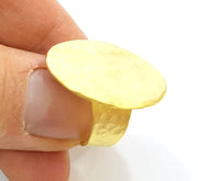 Gold Ring Blank Ring Settings Ring Bezel Base Cabochon Mountings Adjustable  (25mm blank ) Gold Plated Brass G7086