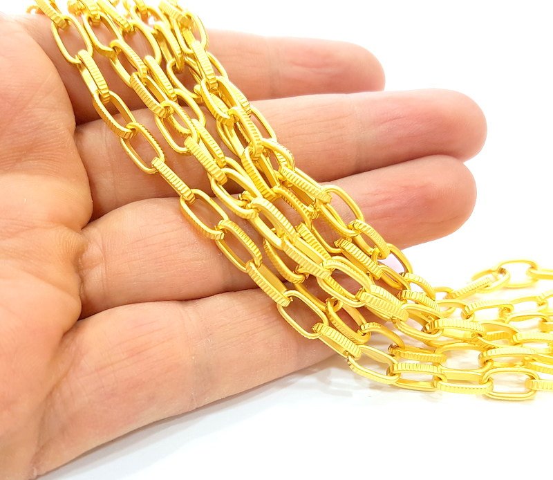Gold Chain Gold Plated Chain 1 Meter - 3.3 Feet  (11x7 mm) G9535