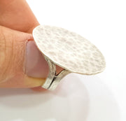Silver Ring Blank Base Bezel Settings Cabochon Base Mountings Adjustable (30mm Blank) , Antique Silver Plated Brass G7092