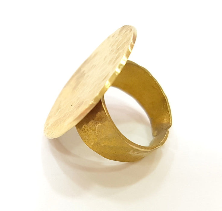 Raw Brass Ring Blank Bezel Settings Cabochon Base Mountings Adjustable (25mm blank ) G7094