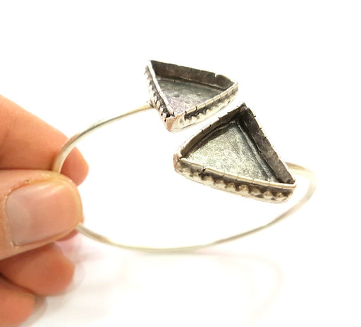 Bracelet Blank Cuff Bangles Findings (20x20mm triangle Blank) ,Adjustable  Antique Silver Plated Brass G7095